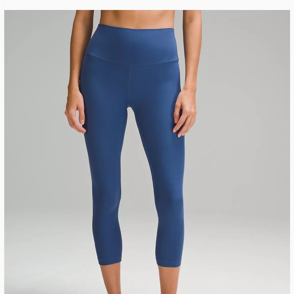 LULULEMON ALIGN RIBBED HR CROP 23 PITCH BLUE